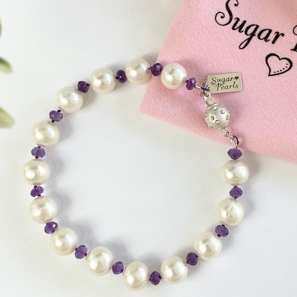Sugar Pearls Jewelry - Freshwater Pearl & Amethyst Bracelet